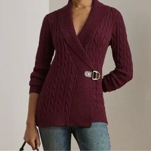 Ralph Lauren Brown Cable Knit Cardigan